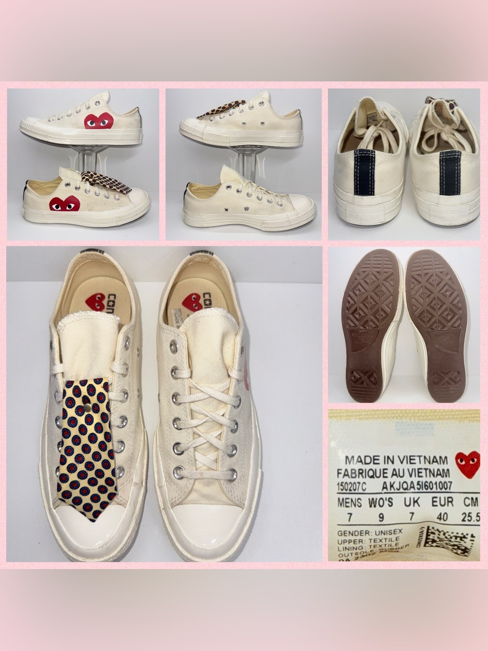 CONVERSE CHUCK TAYLOR ALL STAR 70 Ox- unisex w-9 M- 9  Red Heart MILK color